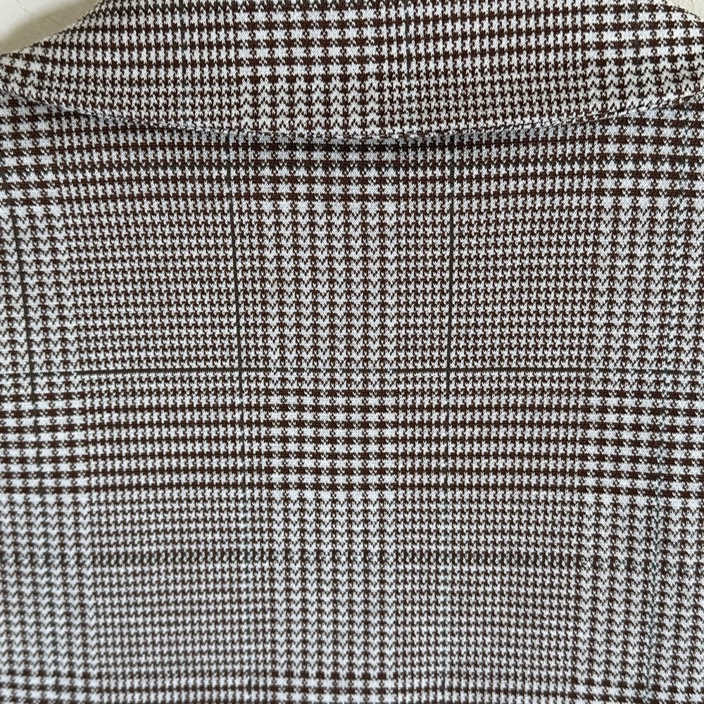 Brown Plaid 3/4 Length Sleeve Single Button Career Blazer Jacket Sz S - Picture 7 of 7
